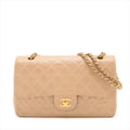 Chanel Matelasse 25 Lambskin Double Flap Double Chain Bag Beige Gold Metal Fittings 4163336 A01112 #2427 by Bolt Boutique