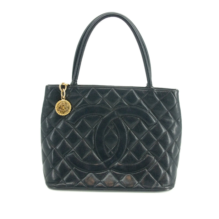 Chanel Matelasse Black Caviar Skin Medallian Reprint Shoulder Bag #3344 by Bolt Boutique