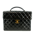Chanel Matelasse Black Coco Mark Patent Breifcase Bag #3636 by Bolt Boutique