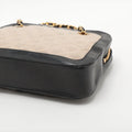 Chanel Matelasse Canvas &amp; Leather Chain Shoulder Bag Black x Beige Gold Metal Fittings 1 Series #2509 by Bolt Boutique