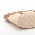 Chanel Matelasse Canvas &amp; Leather Chain Tote Bag Beige x Brown Gold Metal Fittings 1454422 -#2326 by Bolt Boutique