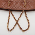 Chanel Matelasse Canvas &amp; Leather Chain Tote Bag Beige x Brown Gold Metal Fittings 1454422 -#2326 by Bolt Boutique
