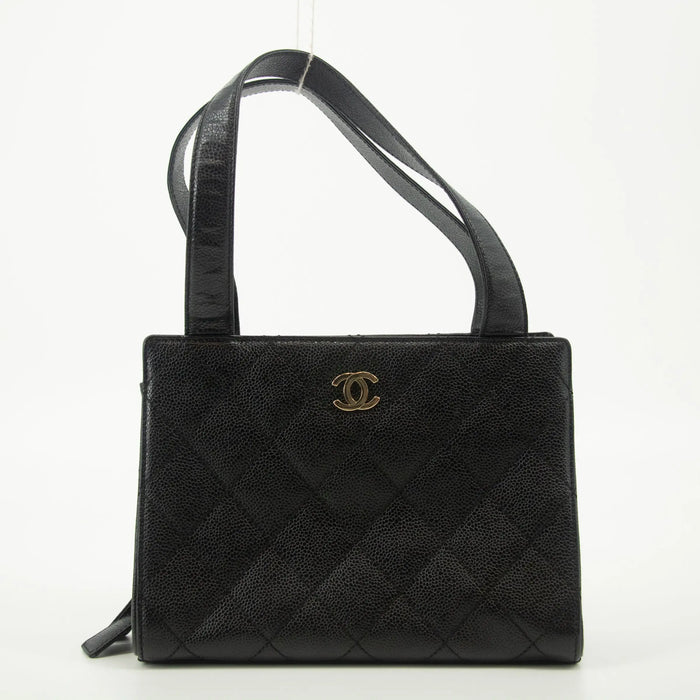 Chanel Matelasse Caviar Skin Black Tote Bag Silver Hardware #2542 by Bolt Boutique