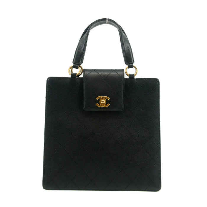 Chanel Matelasse Caviar Skin Turnlock Tote Bag Black 13 Series #2918 by Bolt Boutique