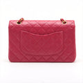 Chanel Matelasse Classic Double Flap 25 Dark Pink Lambskin Gold Metal Fittings 3 Series #2612 by Bolt Boutique