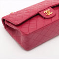 Chanel Matelasse Classic Double Flap 25 Dark Pink Lambskin Gold Metal Fittings 3 Series #2612 by Bolt Boutique