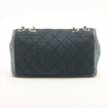 Chanel Matelasse Denim Single Flap Double Chain Bag Blue Silver Metal Fittings 20 Series #2607 by Bolt Boutique