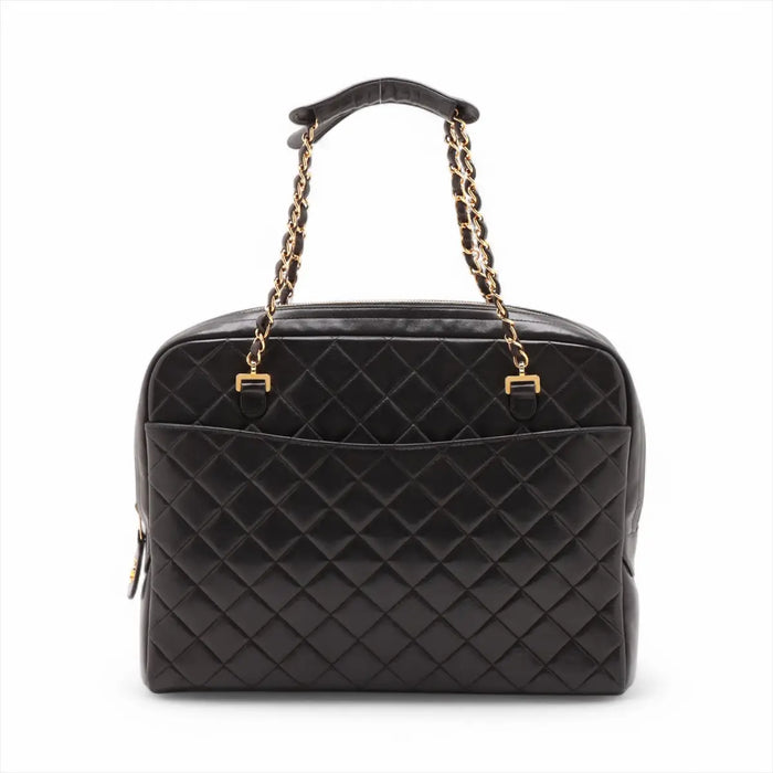 Chanel Matelasse Lambskin Chain handbag Black Gold Metal Fittings 3 Series #3756 by Bolt Boutique