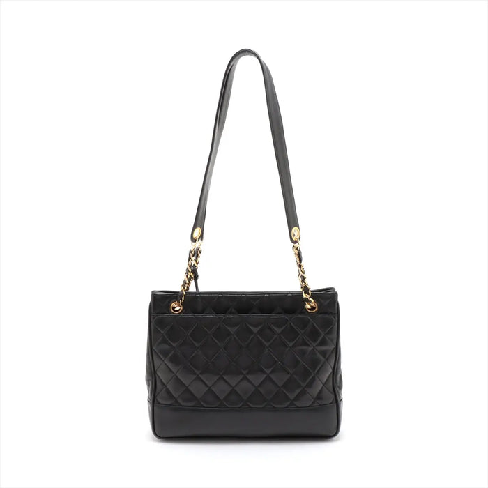 Chanel Matelasse Lambskin Chain Shoulder Bag Black Gold Metal Fittings #2512 by Bolt Boutique