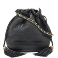 Chanel Matelasse Lambskin Drawstring Bucket Bag Black Gold Metal Fittings #2505 by Bolt Boutique