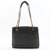 Chanel Matelasse Lambskin Shopping Tote Shoulder Bag Black Gold Metal Fittings 1 Series #2525