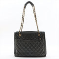 Chanel Matelasse Lambskin Shopping Tote Shoulder Bag Black Gold Metal Fittings 1 Series #2525 by Bolt Boutique