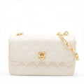 Chanel Matelasse Lambskin Single Flap Single Chain Bag White Gold Metal Fittings SKU-#3751 by Bolt Boutique