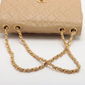 Chanel Matelasse Lambskin Single Flap Double Chain Bag Beige Gold Hardware 2 Series-#2892 by Bolt Boutique