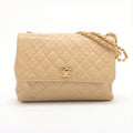 Chanel Matelasse Lambskin Single Flap Double Chain Bag Beige Gold Hardware 2 Series-#2892 by Bolt Boutique