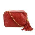 Chanel Matelasse Lambskin Tassel Camera Shoulder Bag Red #3637 by Bolt Boutique