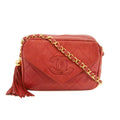 Chanel Matelasse Lambskin Tassel Camera Shoulder Bag Red #3637 by Bolt Boutique