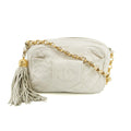 Chanel Matelasse Lambskin Tassel Camera Shoulder Bag White #3632 by Bolt Boutique