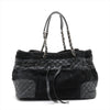 Chanel Matelasse Leather & Cowhide Chain Shoulder Bag Black Silver Metal Fittings 10754134-#2483