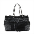 Chanel Matelasse Leather &amp; Cowhide Chain Shoulder Bag Black Silver Metal Fittings 10754134-#2483 by Bolt Boutique