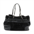 Chanel Matelasse Leather &amp; Cowhide Chain Shoulder Bag Black Silver Metal Fittings 10754134-#2483 by Bolt Boutique