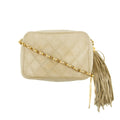 Chanel Matelasse Quilted Lambskin Beige Tassel Camera Shoulder Bag #3770 by Bolt Boutique