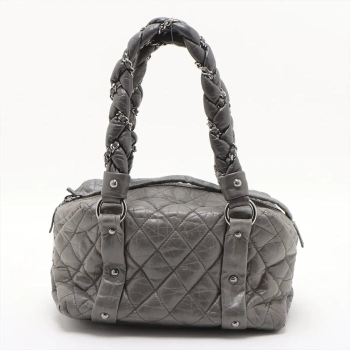 Chanel Matelasse Vintage Calfskin Hand bag Gray Silver Metal Fittings 10 Series #2605 by Bolt Boutique