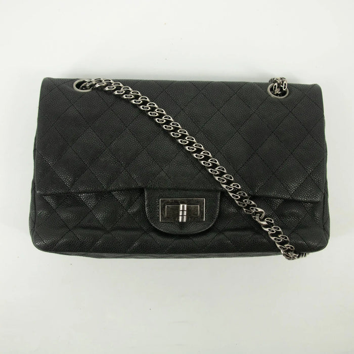 Chanel Matlasse Caviar Skin 2.55 Double Flap Chain Shoulder Bag Black #2534 by Bolt Boutique