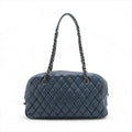 Chanel New Bubble Expandable Zip Bowling Bag Lambskin Shoulder Bag Blue Gunmetal Fittings 14 Series #2514 by Bolt Boutique