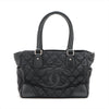 Chanel Paris New York Line Nylon & Leather Tote Bag Black Silver Metal Fittings 10 Series #2881