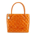 Chanel Patent Leather Orange Medallion Reprint Tote Bag 6 Series #2816 by Bolt Boutique