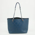 Chanel Perforated Caviar Skin Leather Tote Bag Blue 23 Series #2626 by Bolt Boutique