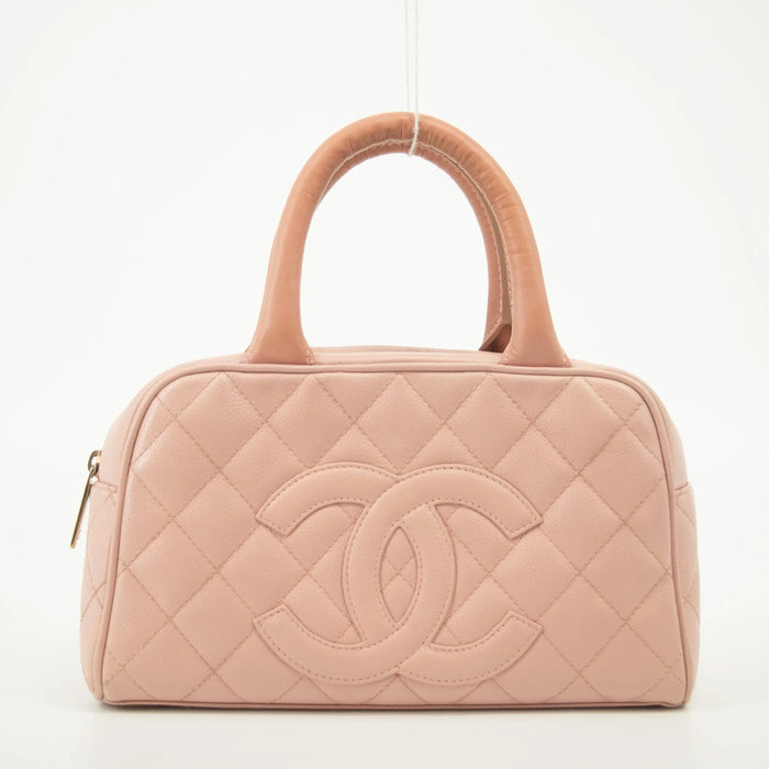 Chanel Pink Matlasse Caviar Skin Mini Boston Bag Handbag #2557 by Bolt Boutique