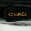 Chanel Satin Camellia Top Handle Black Leather Shoulder Bag 5 Series #3449 by Bolt Boutique