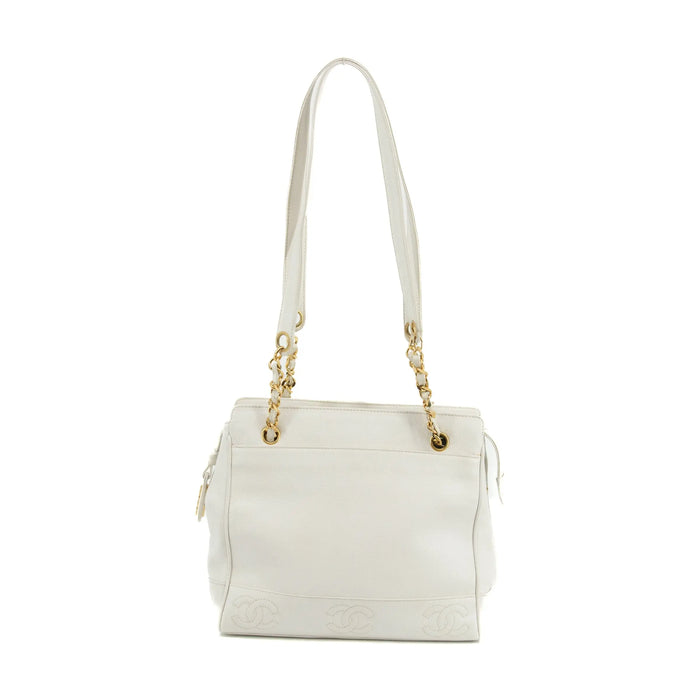 Chanel Triple CC Caviar Skin Chain Shoulder Bag White #3630 by Bolt Boutique