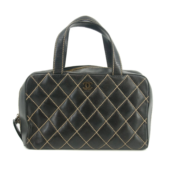 Chanel Wild Stitch Black Lamb Skin Hand Bag 3 Series #2702 by Bolt Boutique