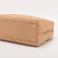 Chanel Wild Stitch Lambskin Top Handle Bowler Bag Beige Gold Metal Fittings 7 Series #2595 by Bolt Boutique