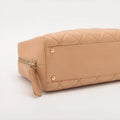 Chanel Wild Stitch Lambskin Top Handle Bowler Bag Beige Gold Metal Fittings 7 Series #2595 by Bolt Boutique