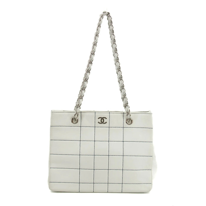 Chanel Wild Stitch White Lambskin Chocolate Bar Shoulder Bag #3640 by Bolt Boutique