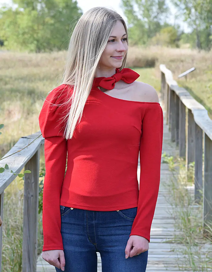 Charming Cold Shoulder Halter Blouse by Boutique 23