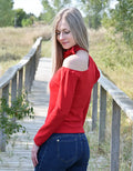Charming Cold Shoulder Halter Blouse by Boutique 23