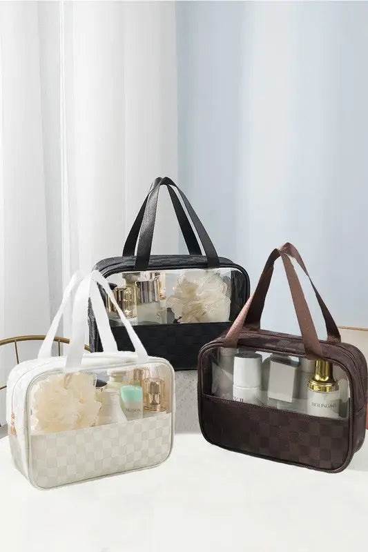 Checkered Pattern Travel Clear Bag by Boutique 23