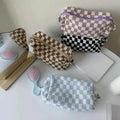 Checkered Pattern Zipper Makeup Bag by DailySale