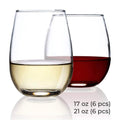 Chef's Star Stemless Wine Glasses Set of 6-17 Oz and Set of 6-21 Oz by DailySale
