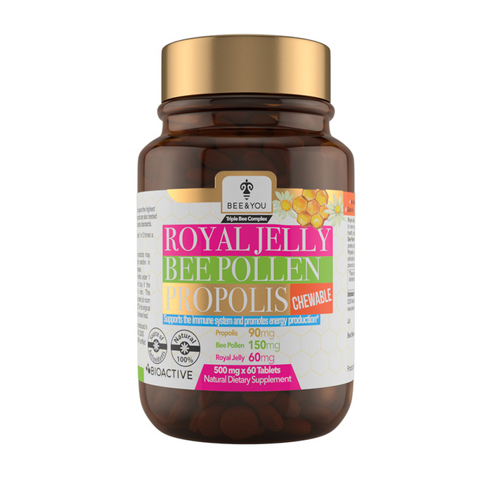 Bee and You Royal Jelly + Propolis + Bee Pollen Chewable Tablets - High Potency by Price Is Right Miami