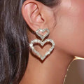 Chic Double Heart Rhinestone Stud Earrings by DailySale