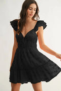 Chiffon Flutter Embroidered Sleeve Mini Dress by Boutique 23