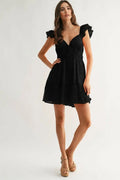 Chiffon Flutter Embroidered Sleeve Mini Dress by Boutique 23