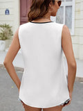 Chiffon V Neck Tank - White by Boutique 23