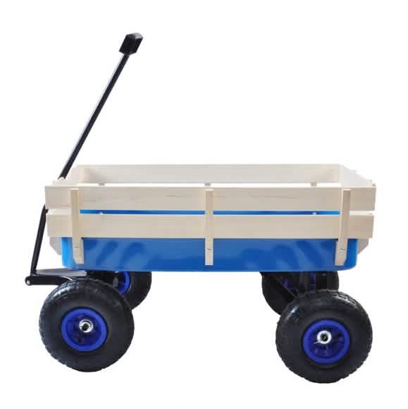 Children Outdoor Wagon All Terrain Pulling with Wood Railing Air Tires by DailySale